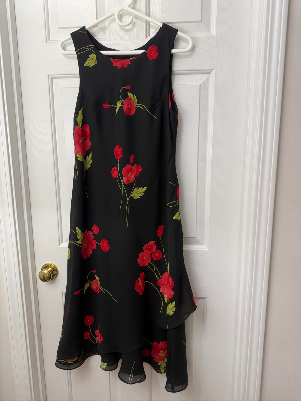 Studio I Black High-Low Dress with Red Floral Print